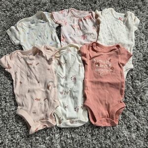 Carter's Pink and Cream Baby Bodysuits Set